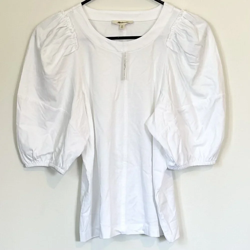 NWT Madewell White Puff-Sleeve Tee - Size: Extra Small